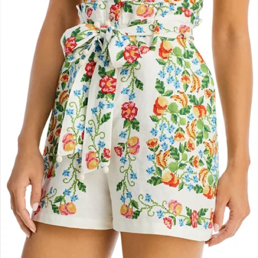 NWOT FARM Rio Tropical Romance Floral-Print Linen-Blend Romper Women’s Medium - Picture 3 of 16
